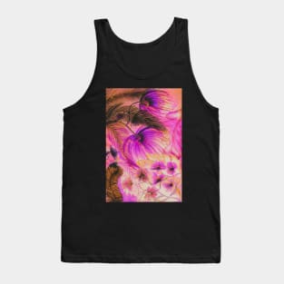 muted fushia tropical ferns palms, hazy summer print Tank Top